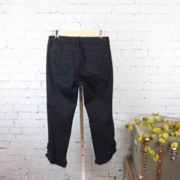 Driftwood Candace Cropped Ruffled Jeans Black 27 - Picture 2 of 6
